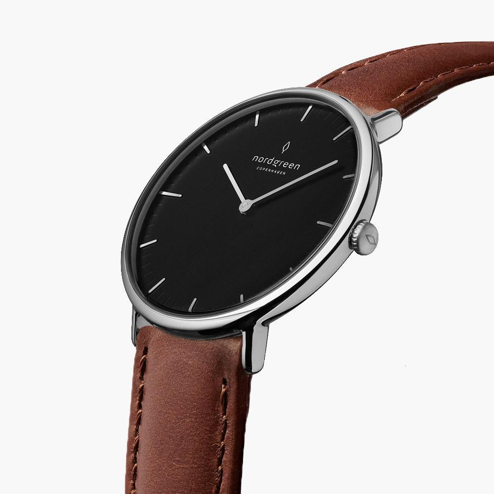 Native | Black Dial - Brown Leather | Nordgreen